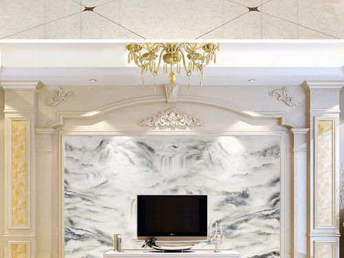 大理石紋中式水墨山水畫 江山如畫的藝術(shù)石材背景墻