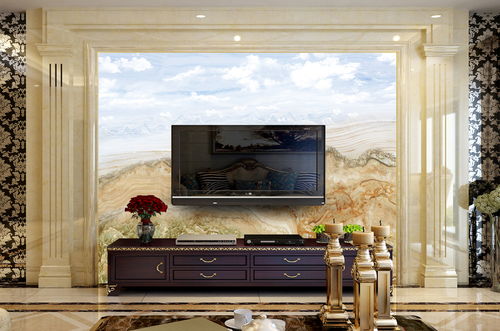 大理石石紋山水藍天青山背景墻 自然與奢華的融合